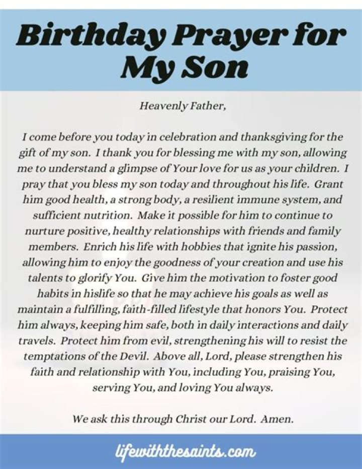 A Birthday Prayer For My Son